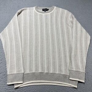 Tosani Sweater Mens Large Beige Striped 100% Cotton Crewneck Pullover Canada
